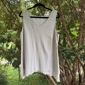 Soft Surroundings Green Cotton Sleeveless Tank Top